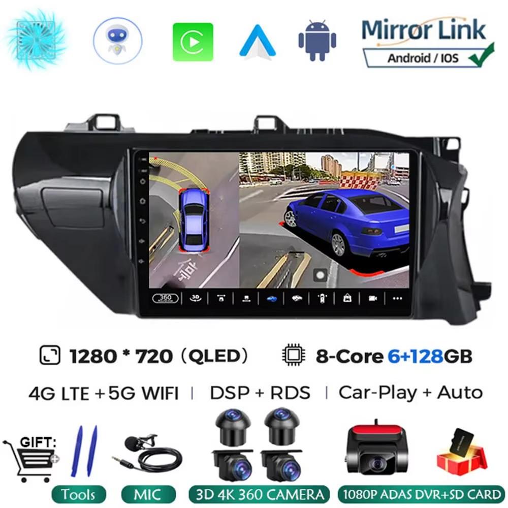 Android 14 Auto Carplay Für Toyota HILUX REVO VIGO IMV 2016 2017 2018 2019 2020 Autoradio Multimedia GPS Player Stereo KEIN DVD
