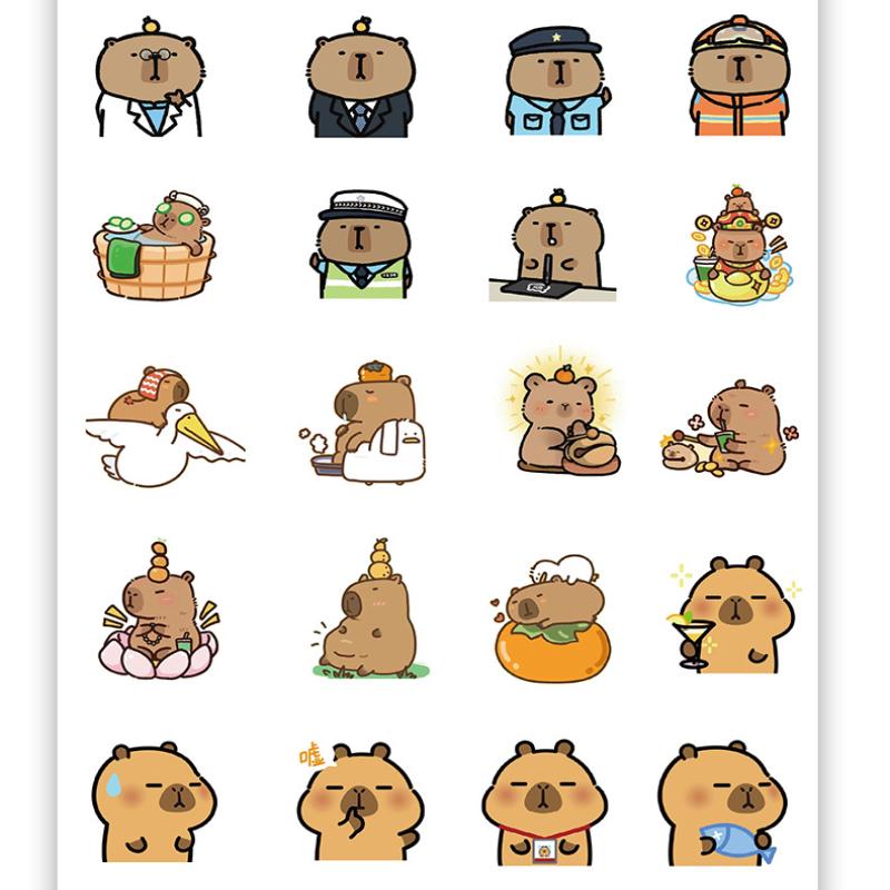 100Pcs/Set Cartoon Capybara Sticker Fun Diy Kid Toy Gift Decorative Decal Junk Journal Laptop Phone Luggage Bottle Waterproof