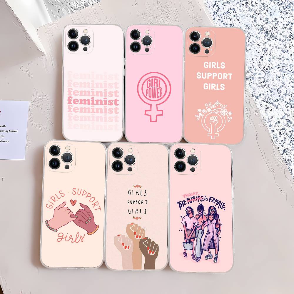 Feminist Feminism Aesthetics Girl For iPhone 17 16 15 14 13 12 Mini 11 Pro Max Transparent Case