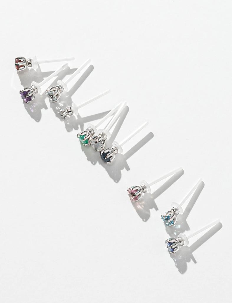 L&Co K10 WG White Gold Natural Garnet Ceramic Earrings, Hypoallergenic, 46-6186