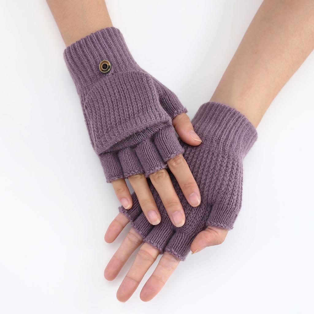 Winter Mink Imitation Solid Color Gloves