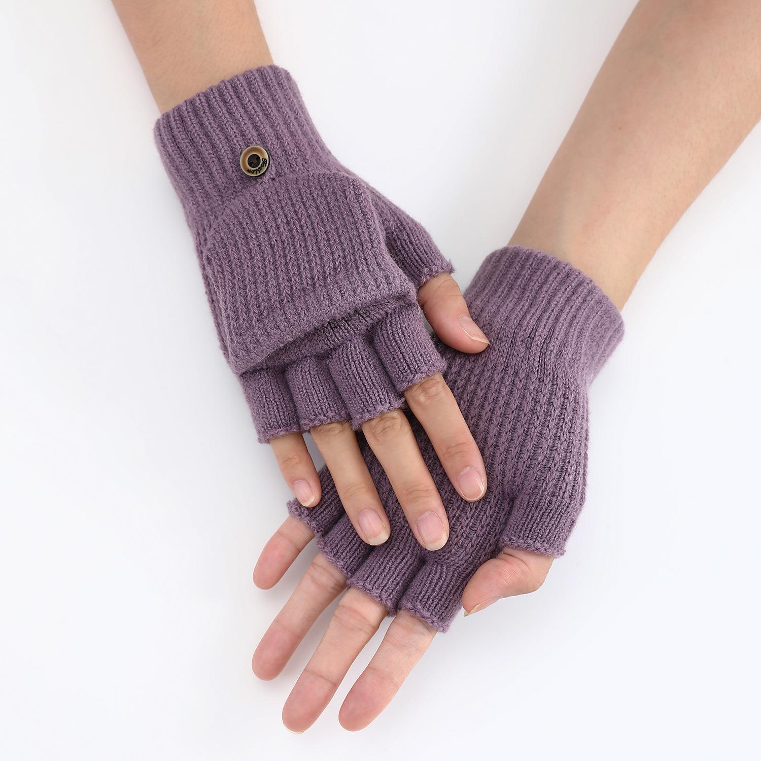 

Зимние перчатки однотонные под норку One Size фиолетовый