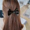 Korean Duckbill Clips PU Leather Girls Solid Color Bow Hairpin Headwear Hair Clips Spring Clips