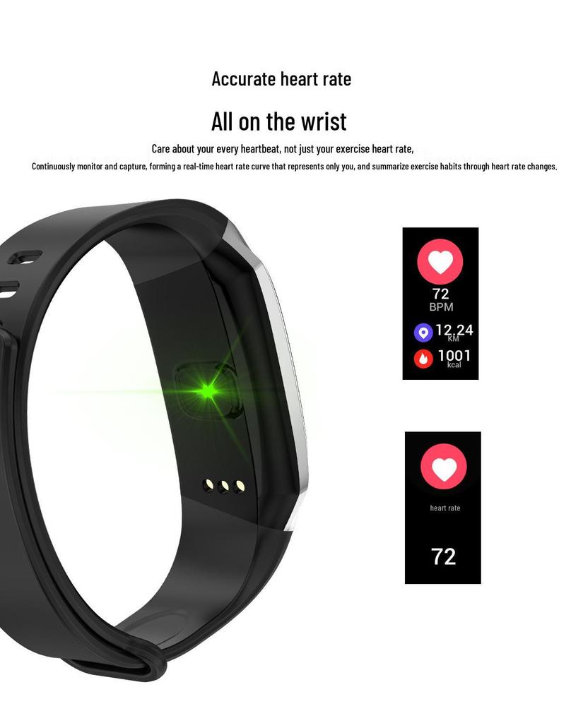 E18 Smart Waterproof Sports Bracelet: Heart Rate, Pedometer & Blood Pressure Monitor for Adults & Children.