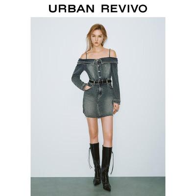 UR Women's Retro Off-Shoulder Denim Dress