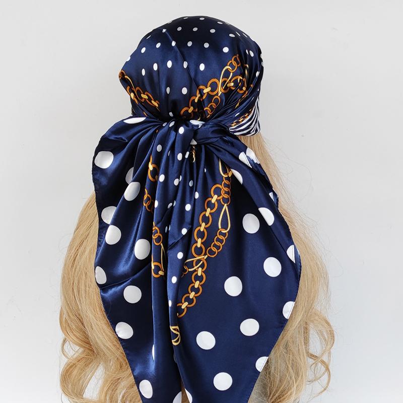 90*90cm Silk Scarf Scarftop Headwraps For Woman Fashion Four Seasons Hair Accessories Hijab Foulard Bandana Femme Headscarf