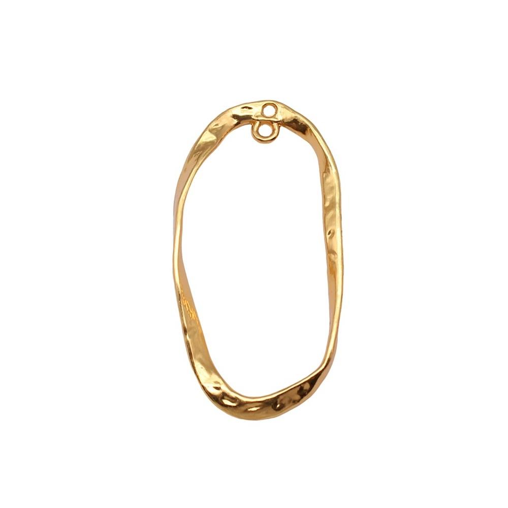 Irregular Oval Frame Connectors Moon Hammered Texture Links For Earring Making