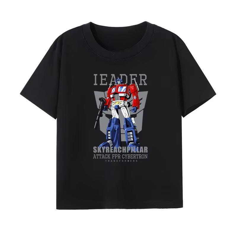 

2026 Cotton Breathable Childrens Tshirt Transformers Cartoon Printed Fashion Parent Child Wear Mens and Womens Short Sleeves S