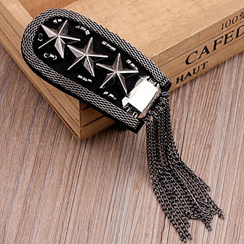 1Pcs Vintage Five Star Tassel Chain Shoulder Board Badges Beads Fabric Metal Epaulet Epaulette Military Pin On Brooch Medal