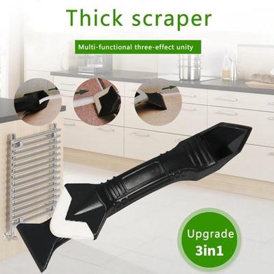 Espátula raspadora de ângulo 3 em 1, espátula de silicone para rejunte, calafetagem, costura de piso, removedor de cola de vidro, kit de ferramentas de remoção doméstica
