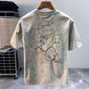 Cotton Round Neck Trendy Tops, Fashionable and Versatile Men's T-shirts, Loose Printed Short Sleeves for Couples
