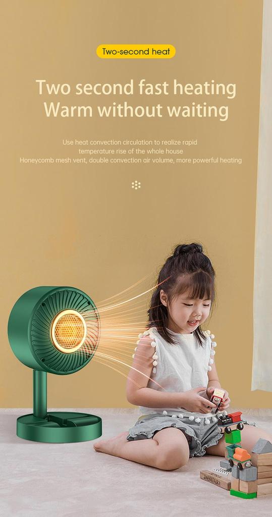 Electric Heater Fan Fast Heating Space Heater Fan Portable Household Electric Heater Home Appliance for Bedroom Heating
