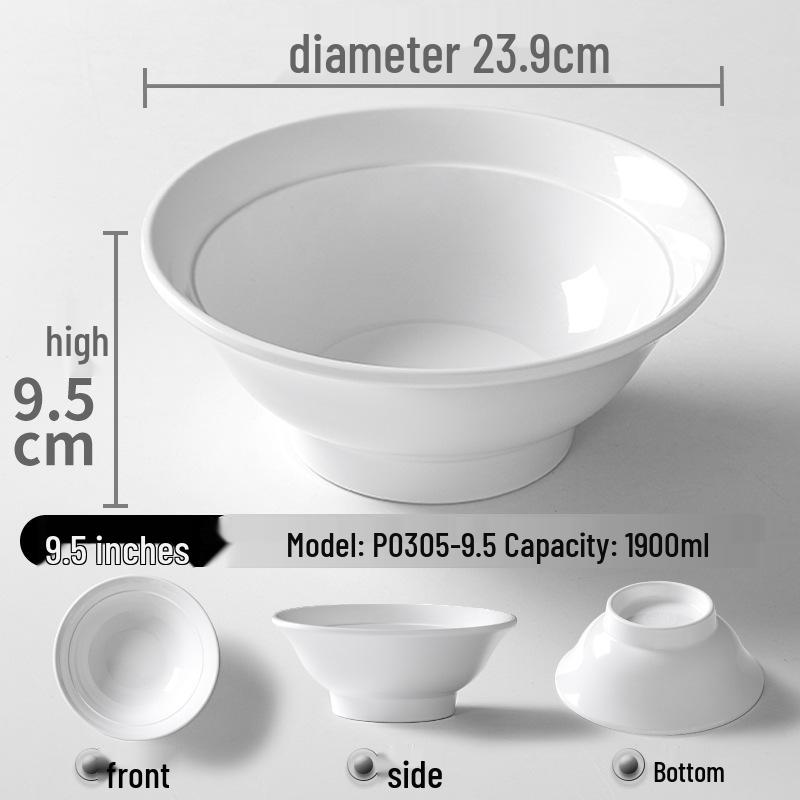 A5 White Melamine Noodle Bowl for Commercial Use – Porcelain-Style Spicy Hot Pot and Wonton Bowl