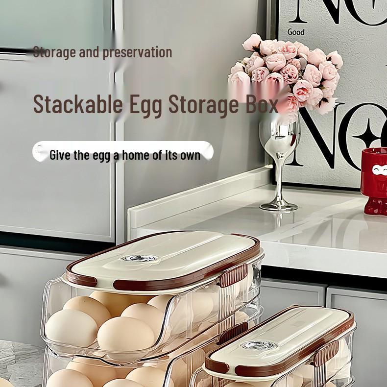 Multi-layer Egg Storage Box with Handle for Refrigerator Door