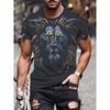 Animal Men's T-shirt 3d Lion Print Men's Tops Casual Short-sleeved Simple T-shirt Summer Round Neck T-shirt Men's Ultra Clothing