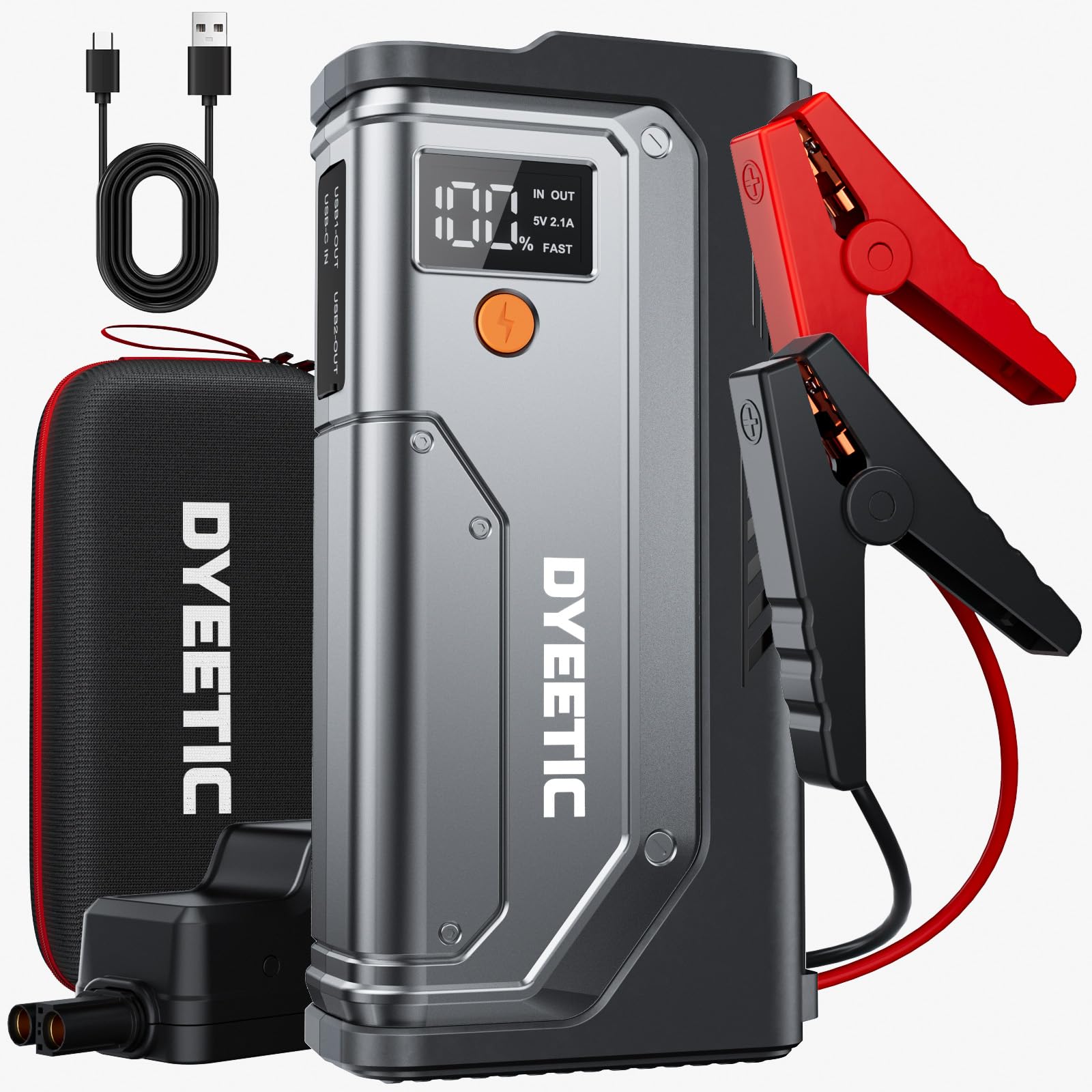 

DYEETIC Jump Starter 26800mAh High Capacity 12V Car Engine Starter 7000A Peak Current (Compatible with All Gasoline and 10.0L Diesel Vehicles) Car Eme