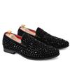 Fashion Men Leather Shoes Man Loafers Casual Fashion Mens Rhinestone Driving Shoes Man Flats Dress Wedding Slip-on Club Sneakers New