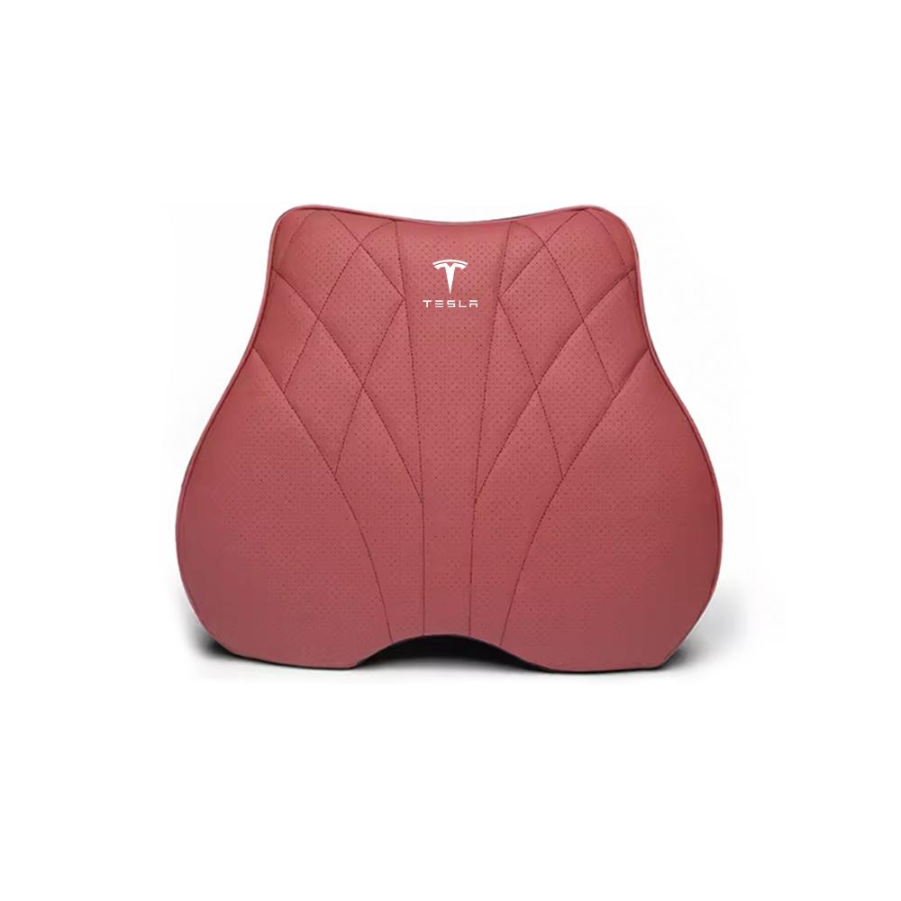Car Leather Seat Headrest Lumbar Back Support Cushion Neck Pillow For Tesla Model 3 Model Y Model S X Cybertruck Roadster SpaceX
