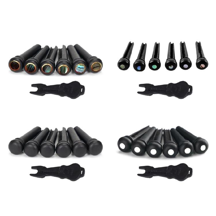 Ebony Guitar Bridge Pins With Bridge Pins Puller Acoustic Guitar Bridge Pins Extractor Tool Guitar Replacement Parts