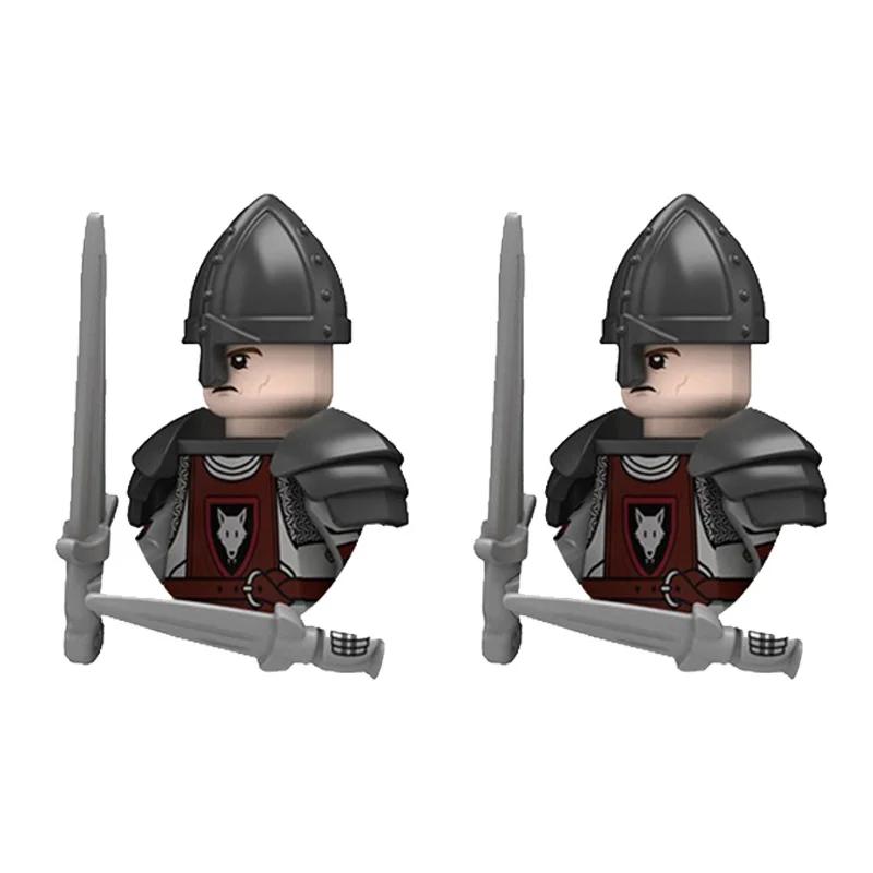 Medieval Knight Armored Troops Ancient Army Soldiers Mini Weapon Equipment Flag Model Building Blocks Kids Toys Birthday Gifts