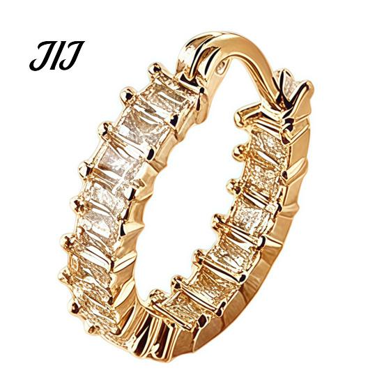 Fashionable Zircon Circle Hoops 3Pcs Elegant Zirconia Full Stud Earrings Set, Comfortable Piercing Hoop Earring, Hypoallergenic Copper Jewelry Gift