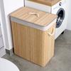 Bamboo Bathroom Laundry Basket, Double Compartment, Split, for Clothes