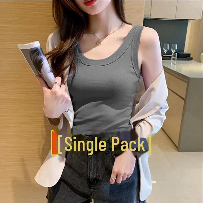 Women's Slim Threaded Vest: Anti-Exposure, Side-Breast Coverage, Elastic Fit, All-Season Style