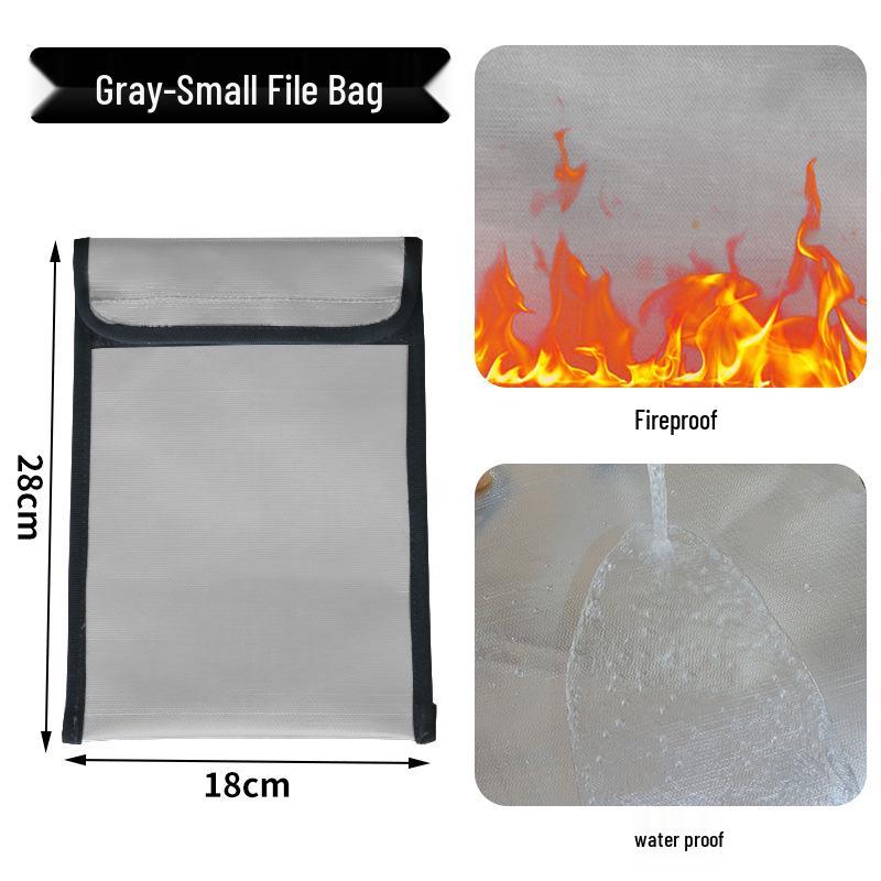 Fireproof, Waterproof Document Storage Bag: Flame-Retardant, Moisture-Proof Safe for Cash & Archives 28x18cm
