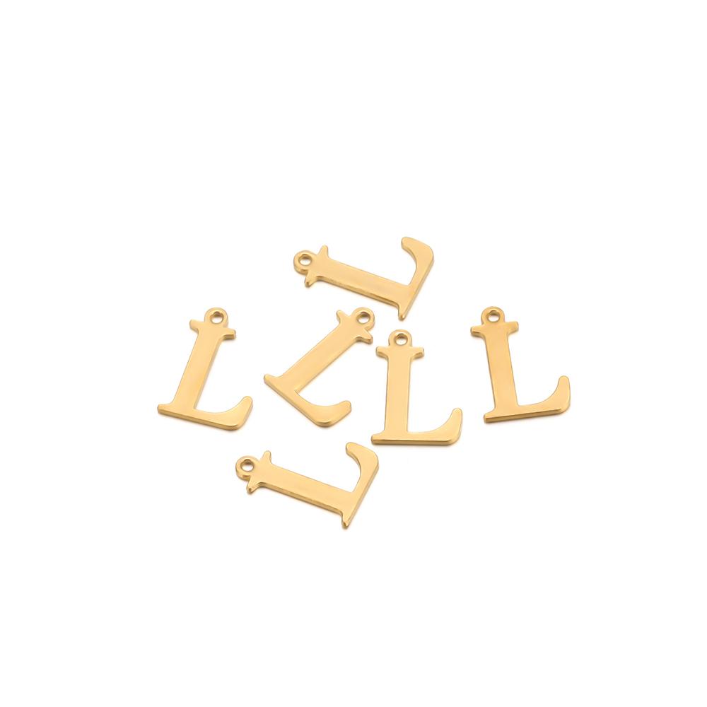 30pcs Stainless Steel Gold Color 26 Letter Pendant Alphabet Charms Necklace Pendant Bracelet Making Earring Findings DIY Jewelry