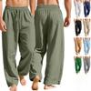 Spring and Summer Men's Loose Casual Sports Pants with Pocket Tie Strings and Solid Color Pants