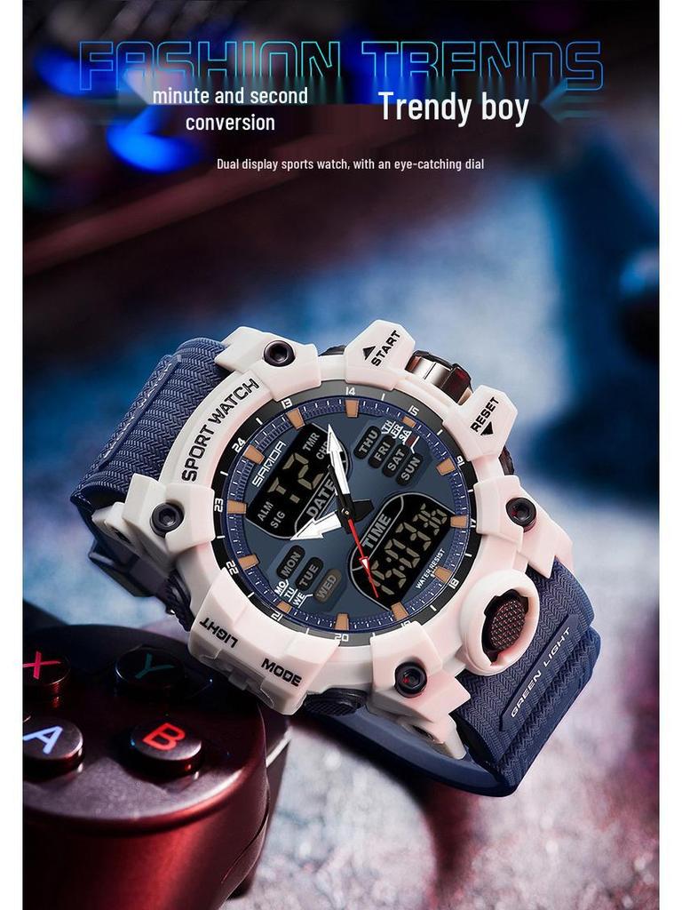 Sanda Youth Fashion Luminous Waterproof Shockproof Alarm Men's Watch