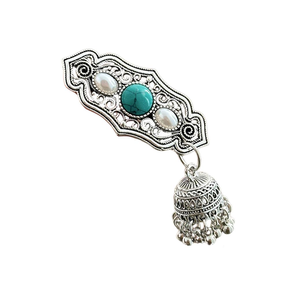 Ethnic Style Bell Hair Clip For Women Elegant Vintage Chinese Tassel Hair Clip Girls Trendy Turquoise Hair Clip Hair Accessories