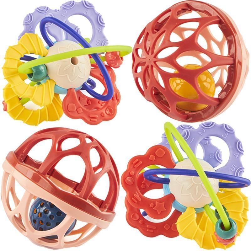 Baby Soft Silicone Doublesided Rattle With Grasping Exercise For Infant Development