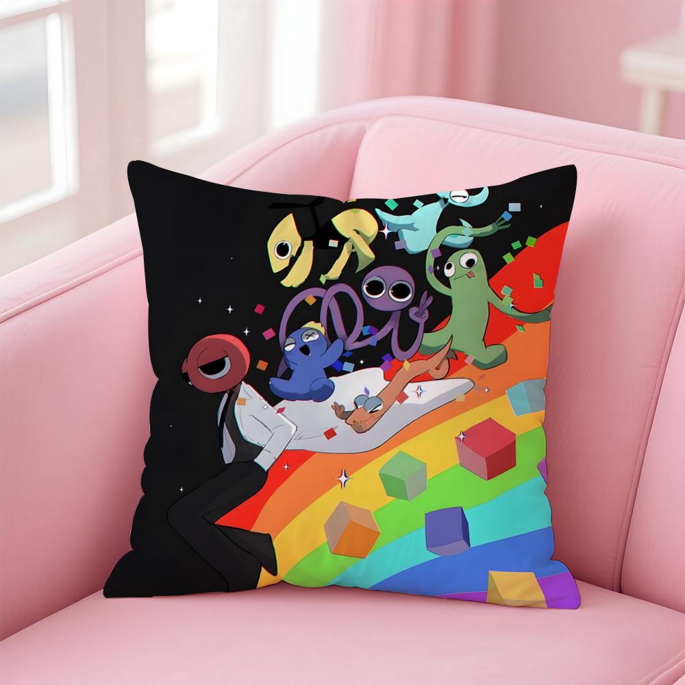 anime Rainbow Friends Cushion Cover Comfortable Reversible Pillow Cover Ideal for Car Sofa Bedroom & Beyond