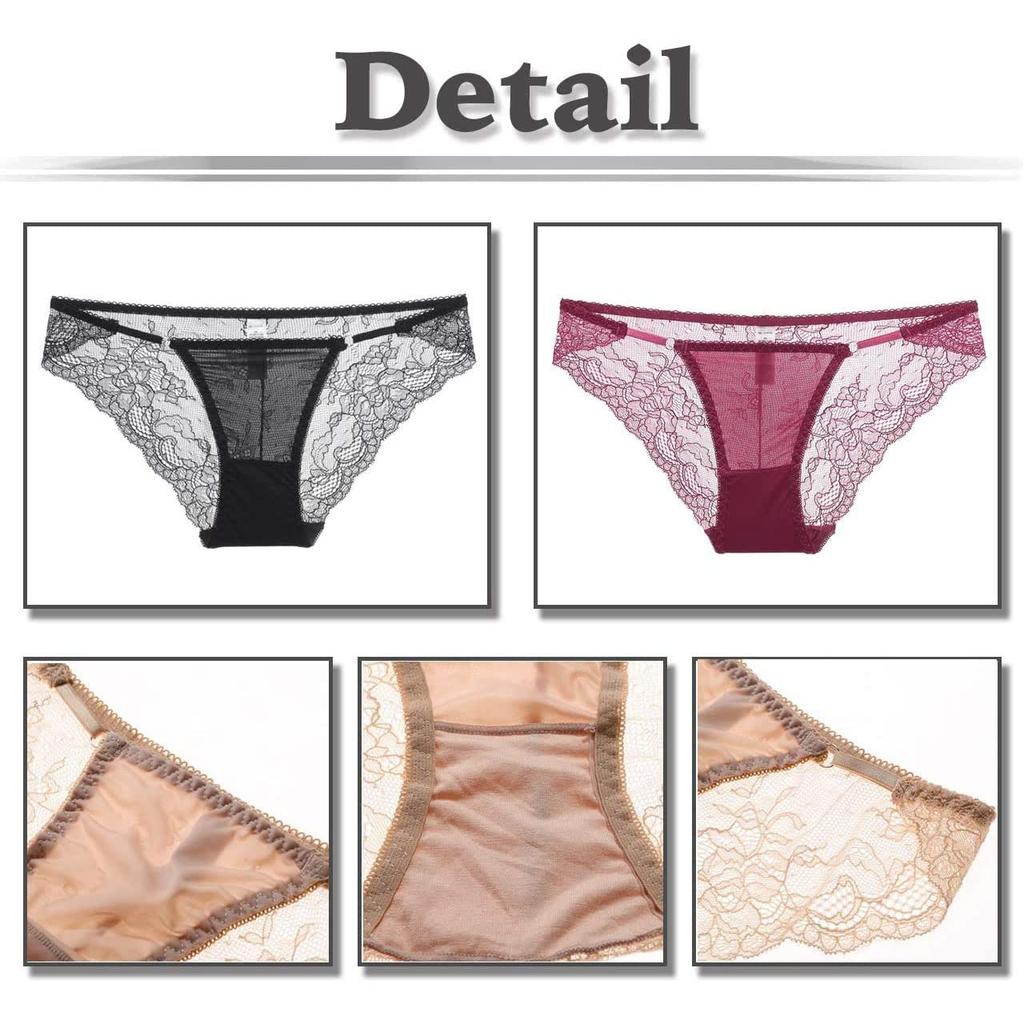 White Fang Set of Lace Sexy TT209S3 Women's 3-Piece Panties, See-Through Lingerie, (3-Piece Set, Q)