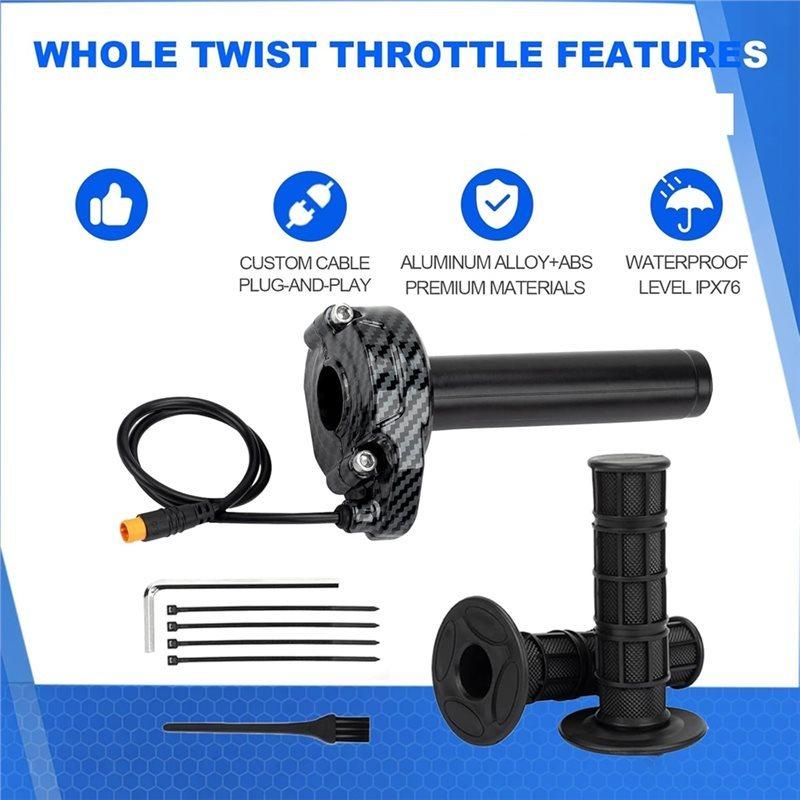 Throttle Grip Kit 3 Pin Surron Style For Ebike Full Twist Throttle For Macfox 12V-72V For Happyrun Freego Heybike