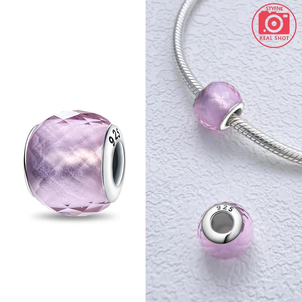 925 Silver Bracelet Women Diy Jewelry Gift Accessories Charms Beads Pink Murano Glass Blue Flower Butterfly Beads