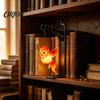 Magical Lantern for Reading Nook Hanging Magic Owl Bird Deer Bookend Lamp, Gothic Metal Bookshelf Light, Relaxed Light Den Vintage Library Animal
