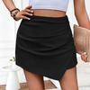 Yiyi Women's Summer Textured Solid Color Skort with Irregular Hem