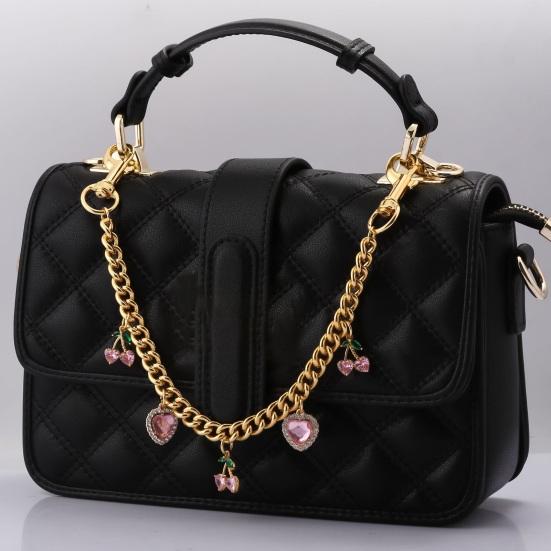 Kirsch-Taschenanhänger Rosa Kirsch-Herz-Anhänger Erdbeer-Anhänger Kette Funkelnder Geldbörsen-Anhänger für Damen Handtasche Tragetasche Zubehör