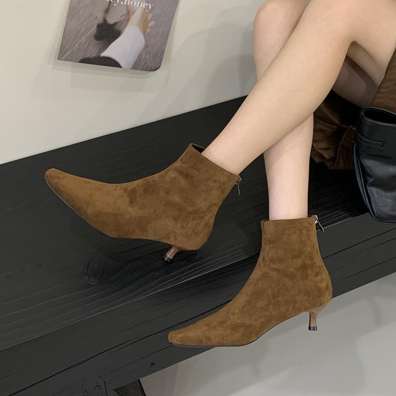 Fashion SUOJIALUN 2025 Winter Women Ankle Boots Fashion Round Toe Ladies Elegant Short Boots Thin Low Heel Outdoor Dress Chelsea Boot