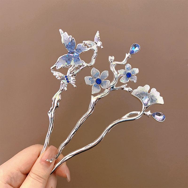 New Glitter Broken Crystal Hairpin For Women Neo-chinese Style Butterfly Peacock Feather Bowknot Hair Stick Girls Hair Accessory