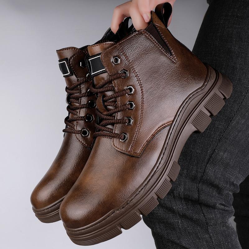 Fashion Outdoor Comfort Chelsea Anti Slip Men Shoes Men's Shoes Genuine Leather High Top Fashion British Boots Men Black Short Boots