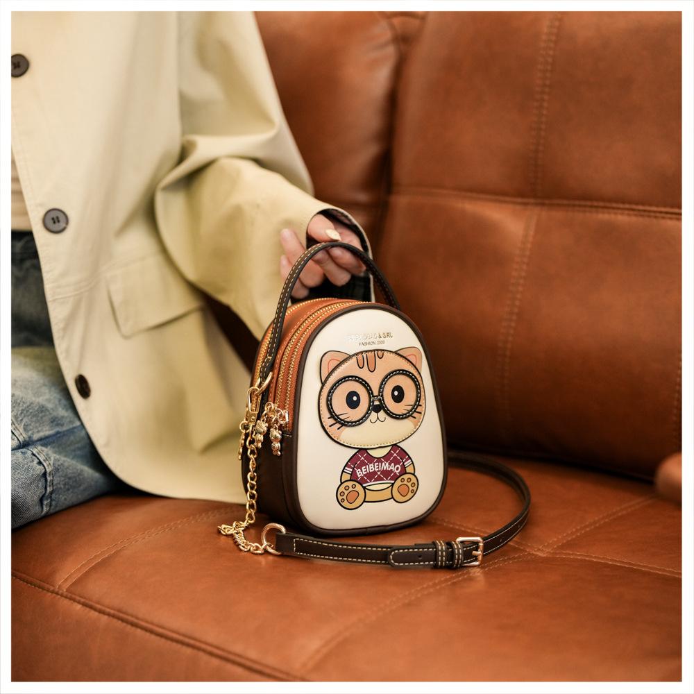BEIBAOBAO New High Texture PU Mini Mobile Phone Bag Versatile Practical Multi-layer Single Shoulder Messenger Bag Simple Chain Women's Small Handbag