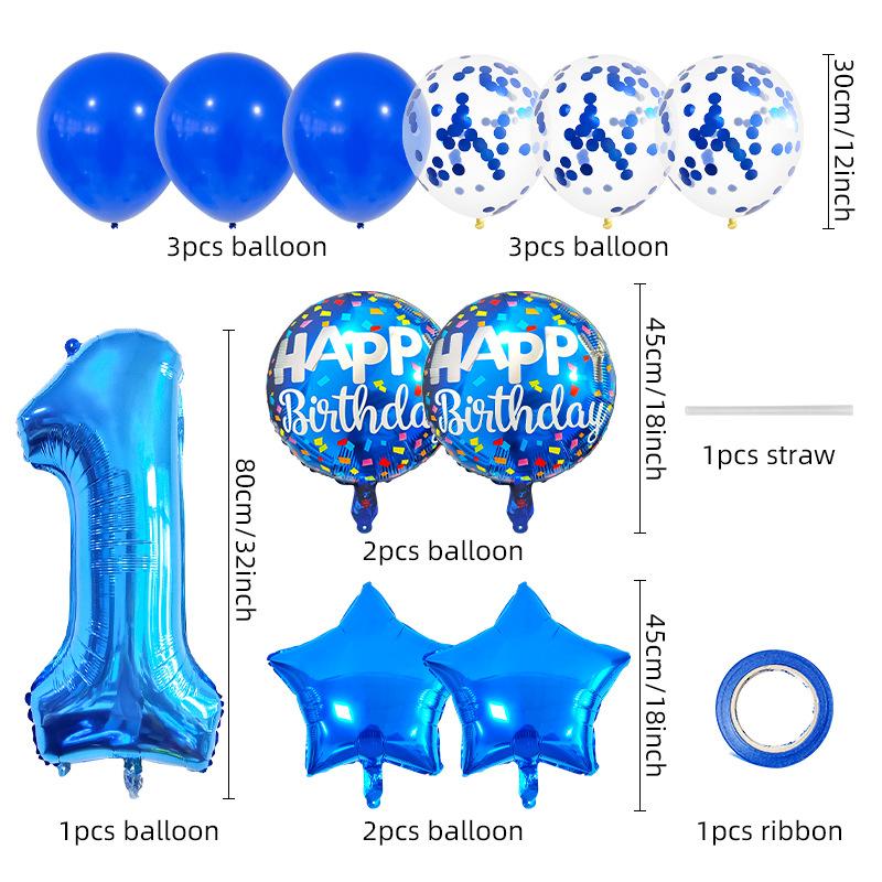 13pcs Blue Birthday Balloon with "Happy Birthday" Text - Perfect for Party Decorations, Anniversaries, and Festive Celebrations
