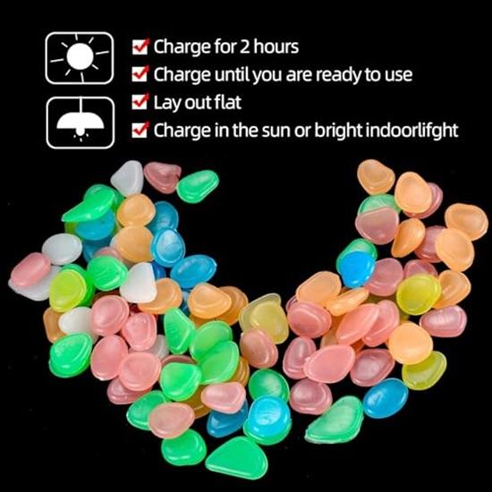 200 Pc's Radium Glossy Stone Aquarium and Vase Fillers Pebbles for Garden Home In Dark Glowing Stepping The Night Rocks Set Decoration