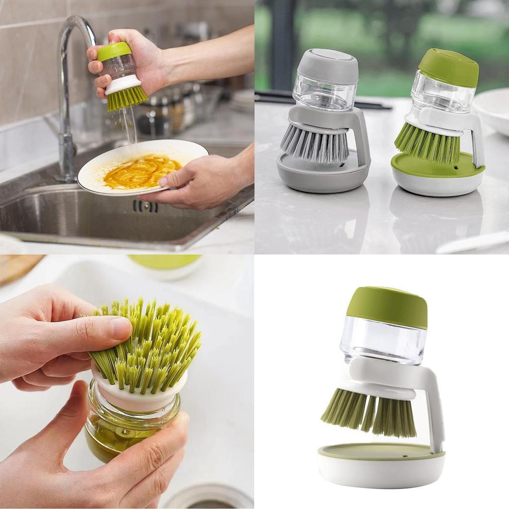 Kitchen Cleaning Brush With Automatic Liquid Dispenser For Home Use
