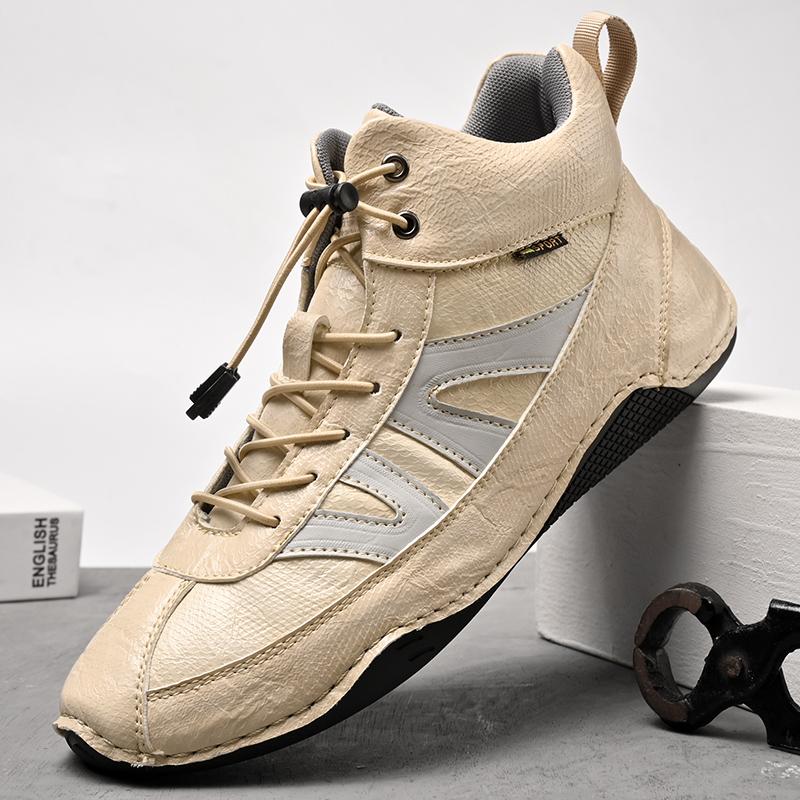 

Мода 2025 Новые Универсальные Дышащие Мужские Повседневные Туфли Кожа Роскошные Мужские Слипоны Ботильоны Модные Мужские Удобные Туфли для Ходьбы 48 белый