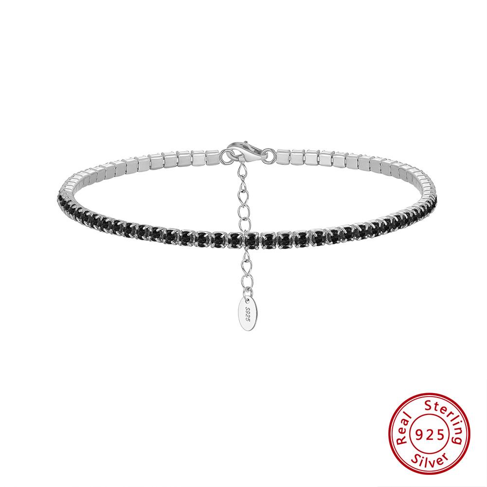 

Effie Queen 2MM Tennis Bracelet Chain 925 Sterling Silver Classic Shiny Tennis Stackable Bracelet CZ Zircon Fine Jewelry SB191
