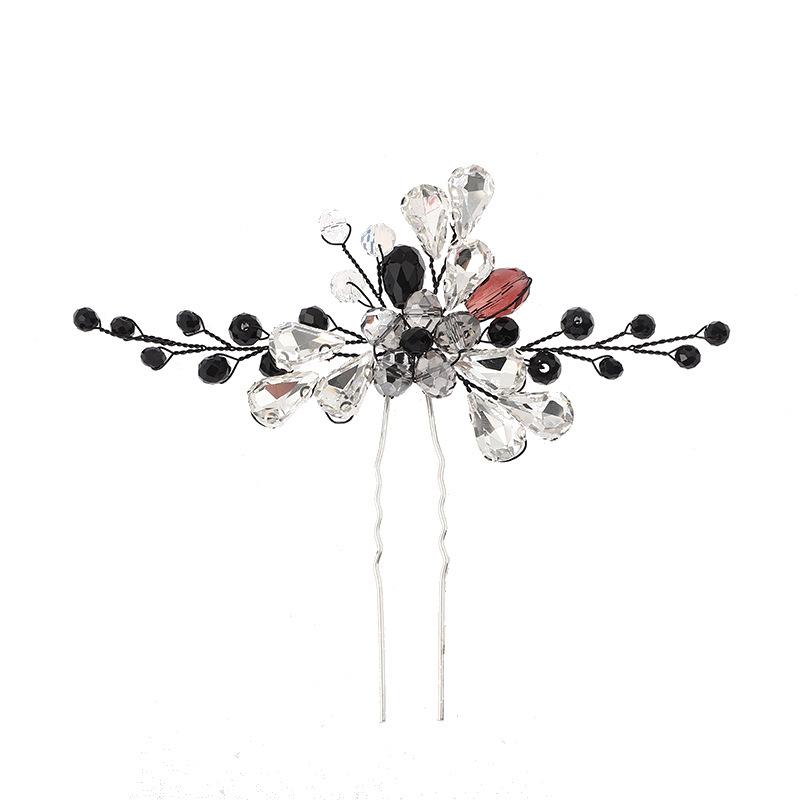 

Премиум один предмет свадебный головной убор женский обсидиан кристалл U-образная модная шпилька аксессуары для волос чёрный